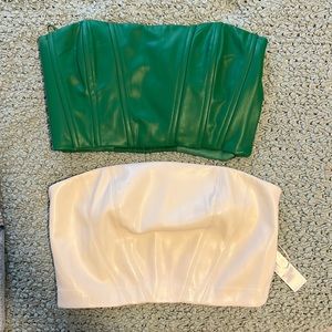 Zara Green and white corset crop top with side zipper